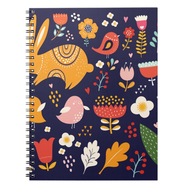 Big spring Easter collection of flowers, leaves, b Notebook (Front)