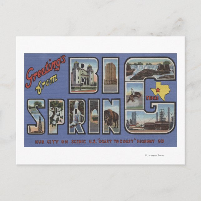 Big Spring, Texas - Large Letter Scenes Postcard (Front)