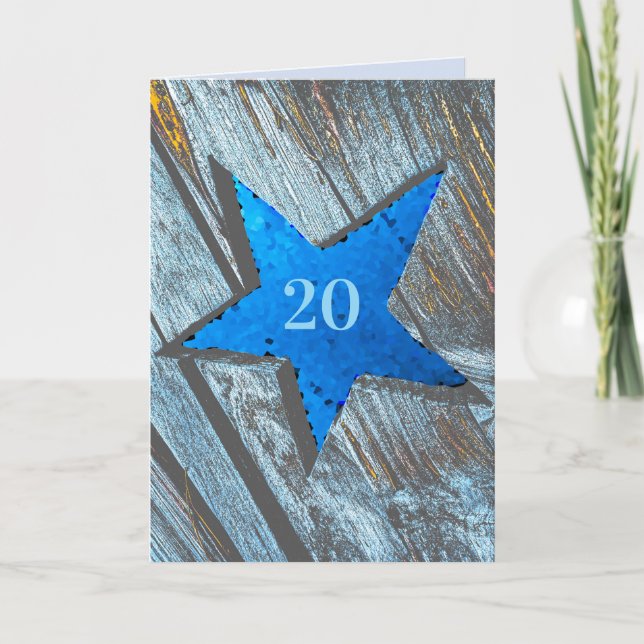 Big star birthday card SET ANY YEAR bright blue (Front)