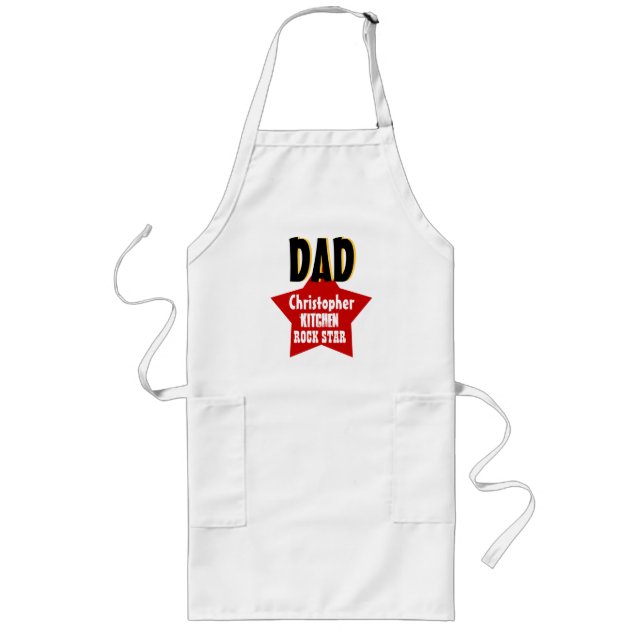 Big Star Custom Name DAD Kitchen Rock Star V02 Long Apron (Front)