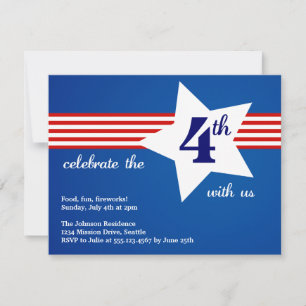 Big star july 4th stripes Independence celebration Invitation
