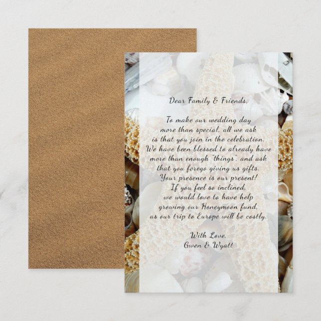 Big Starfish Beach Wedding Wishing Well Card (Front/Back)