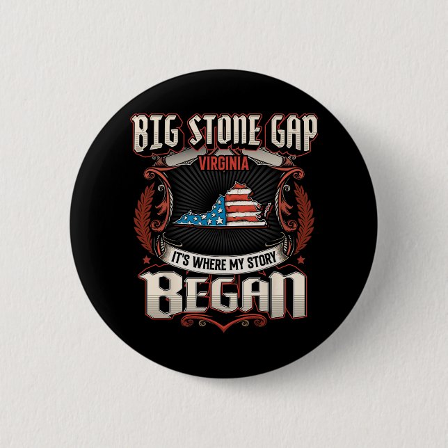 Big Stone Gap Virginia Usa Flag 4th Of July  6 Cm Round Badge (Front)