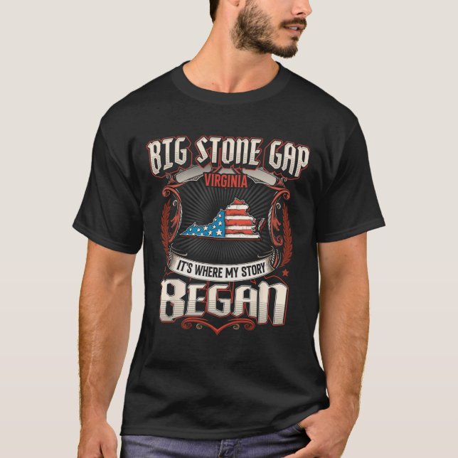 Big Stone Gap Virginia Usa Flag 4th Of July  T-Shirt (Front)