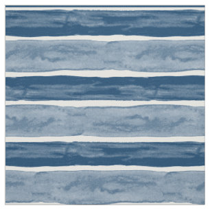 BIG STRIPE Blue Cabana Watercolor Stripe Fabric