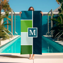 Big Stripes in blue and green with Monogram