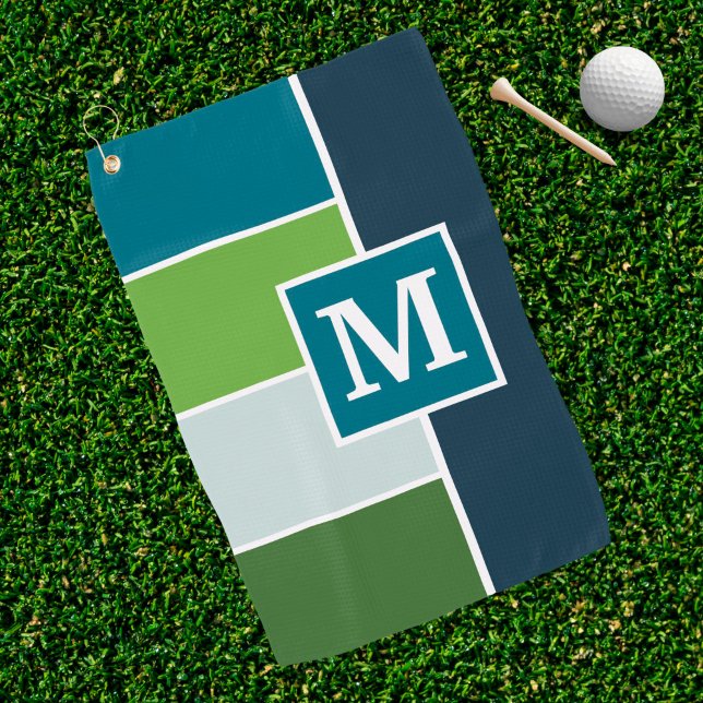 Big Stripes in blue and green with Monogram Golf Towel (Creator Uploaded)