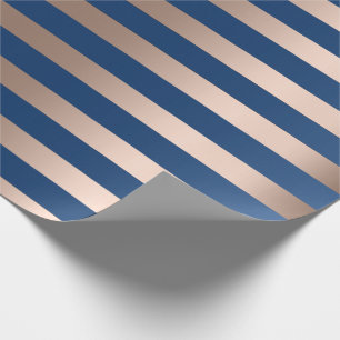 Big Stripes Lines Blue Navy Beige Bronze Wrapping Paper
