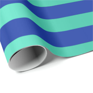Big Stripes Lines Indigo Cobalt Blue Water Aqua Wrapping Paper
