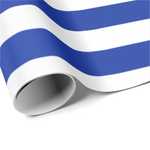 Big Stripes Saint Tropes Cobalt Indigo White Blue Wrapping Paper