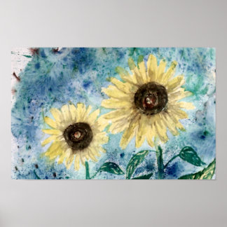 Big Sun, Sunflower painting poster print