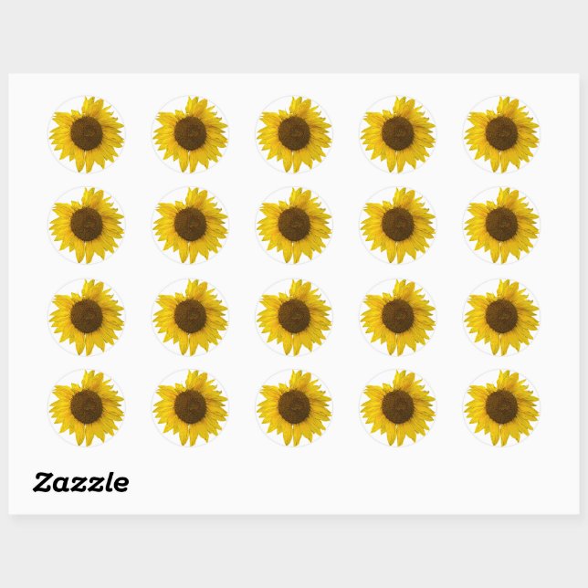 Big Sunflower Classic Round Sticker (Sheet)
