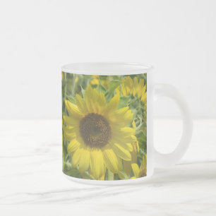 Big Sunflower Frosted Glass Mug