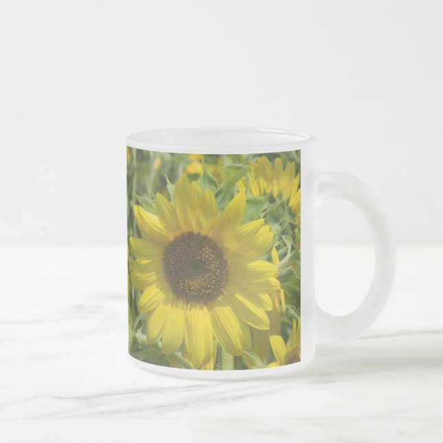 Big Sunflower Frosted Glass Mug (Right)