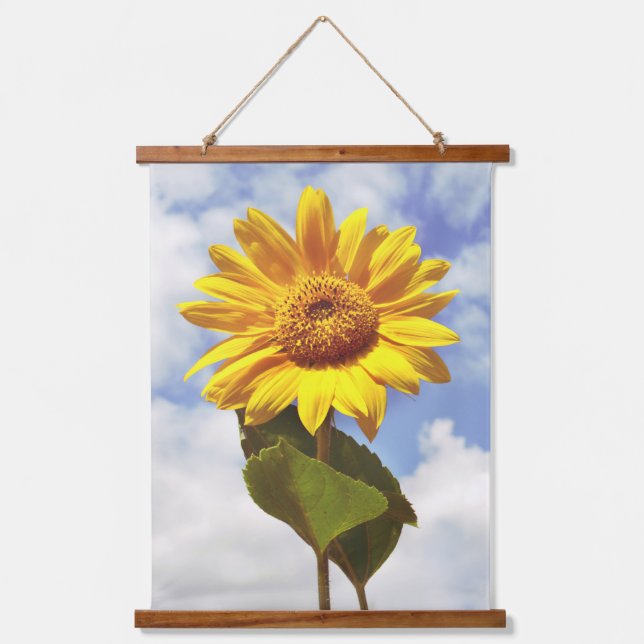 Big Sunflower Green and Yellow Flower Floral Photo Hanging Tapestry (Front)