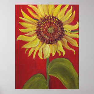 Big Sunflower on RED Print
