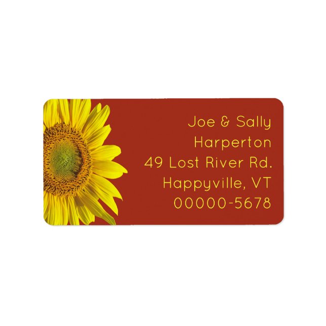 Big Sunflower Rural Country Address Labels (Front)
