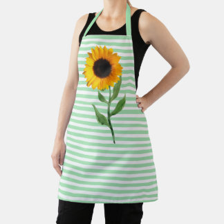 Big Sunflower Striped Apron