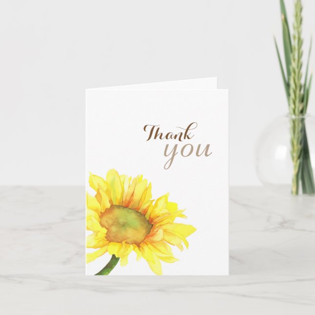 Big Sunflower Wedding Thank You Card (Front)