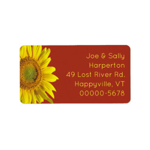 Big Sunflower Wide Return Address Labels