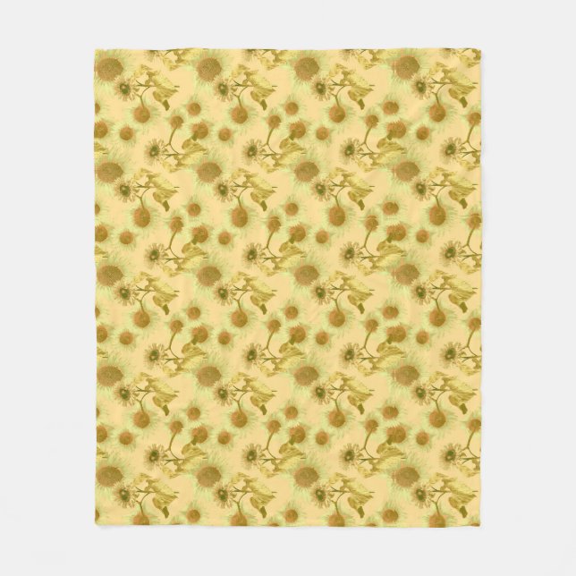 Big sunflowers pattern  fleece blanket (Front)