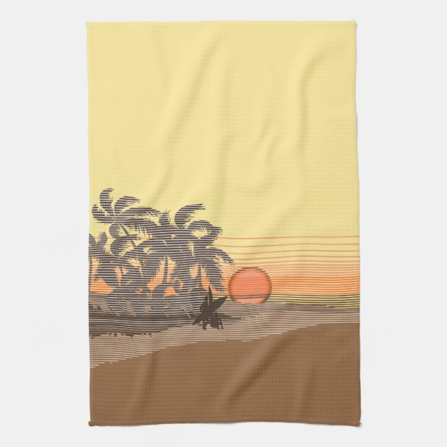 Big Sunset Hawaiian Kitchen Towel (Vertical)