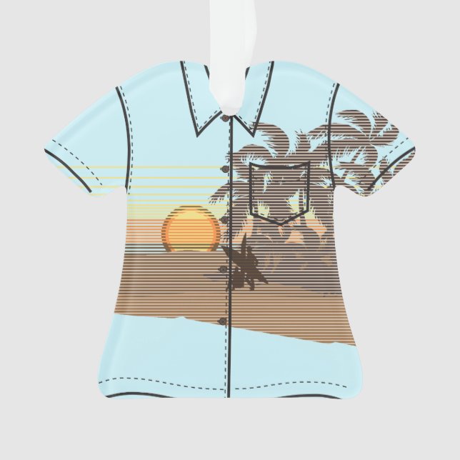 Big Sunset Stripe Hawaiian Surfers Aloha Shirt Ornament (Front)