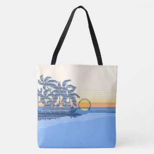 Big Sunset Stripe Hawaiian Surfers Beach Bag