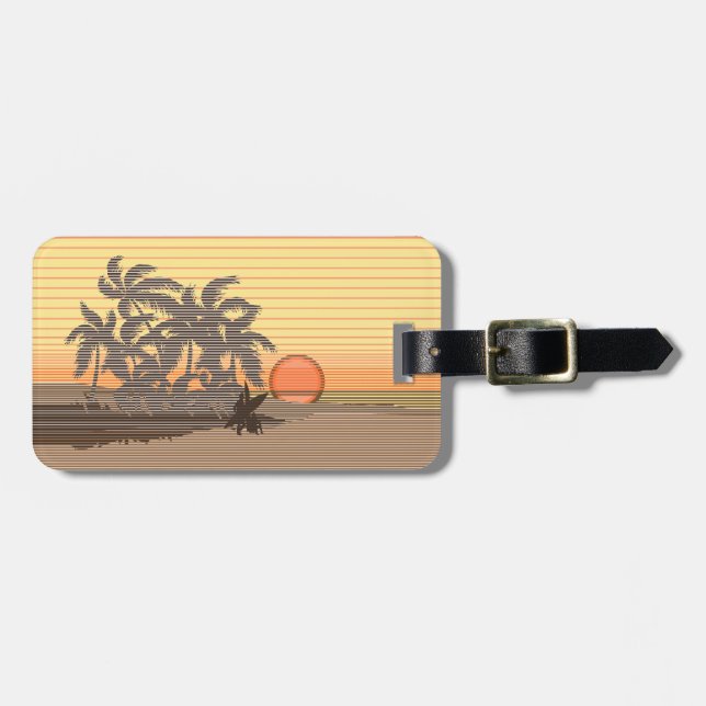 Big Sunset Stripe Hawaiian Surfers Luggage Tag (Front Horizontal)