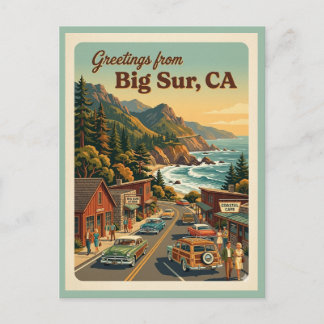 Big Sur CA Greetings Retro Coastal Highway Postcard