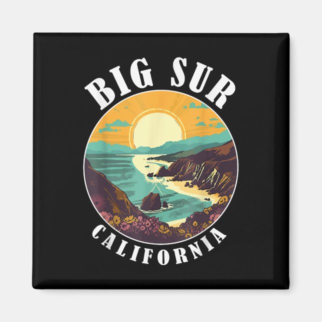 Big Sur California Beach Central Retro Forest Camp Magnet (Front)