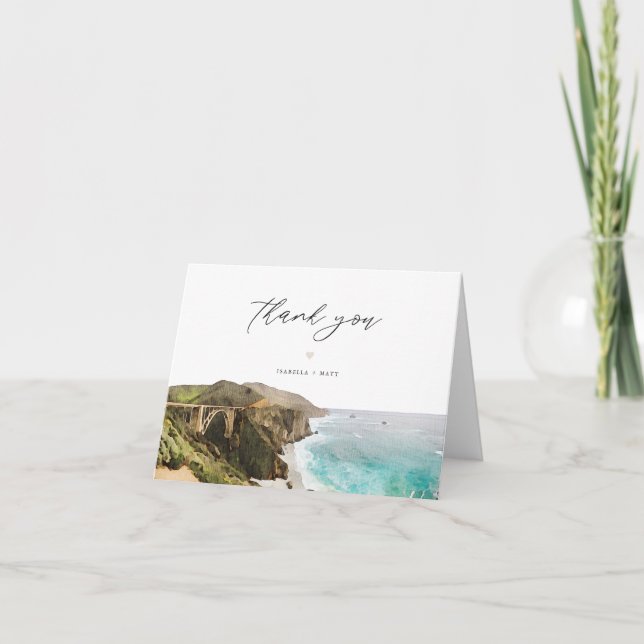 BIG SUR California Beach Coastline Skyline Thank You Card (Front)