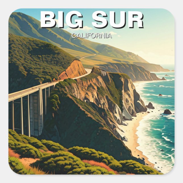 Big Sur California Central Coast Square Sticker (Front)