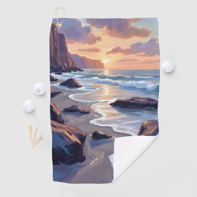 Big Sur, California Coast Painting Golf Towel (InSitu)