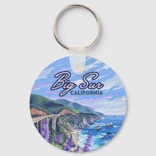 Big Sur California Coastline Retro West Coast Card Key Ring