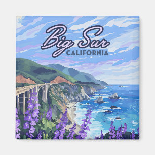Big Sur California Coastline Retro West Coast Card Magnet