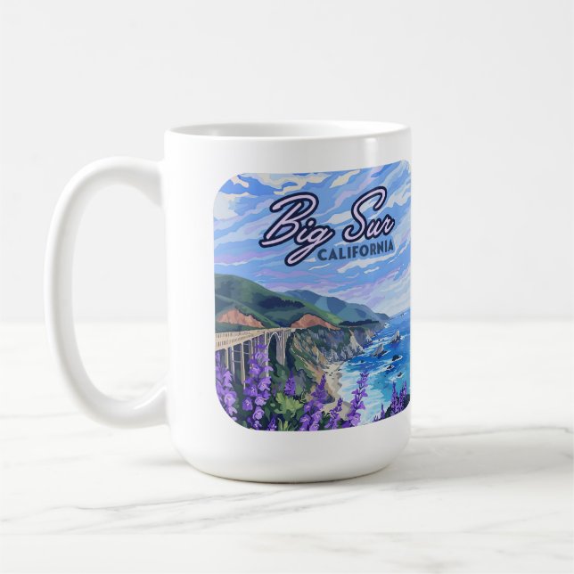 Big Sur California Coastline Retro West Coast Coffee Mug (Left)