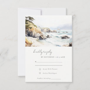 Big Sur, California Landscape Watercolor Wedding RSVP Card