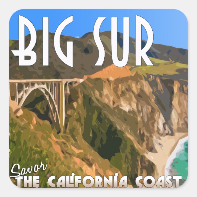 Big Sur California Pacific Coast Highway Square Sticker (Front)