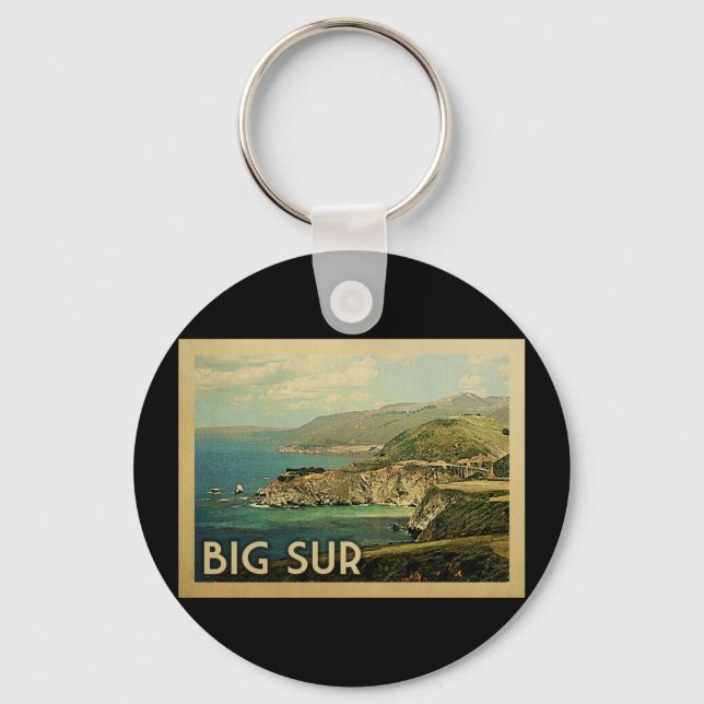 Big Sur California Vintage Travel Key Ring (Front)