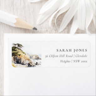 Big Sur, California Watercolor Landscape Address