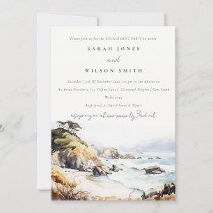 Big Sur California Watercolor Landscape Engagement Invitation