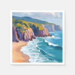 Big Sur, California Watercolor Ocean Painting Napkin
