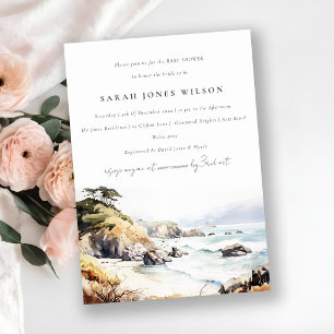 Big Sur California Watercolor Scape Baby Shower Invitation