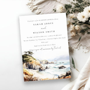 Big Sur California Watercolor Scape Couples Shower Invitation