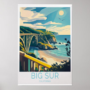 Big Sur Carmel Beach California Travel Poster, Big Poster