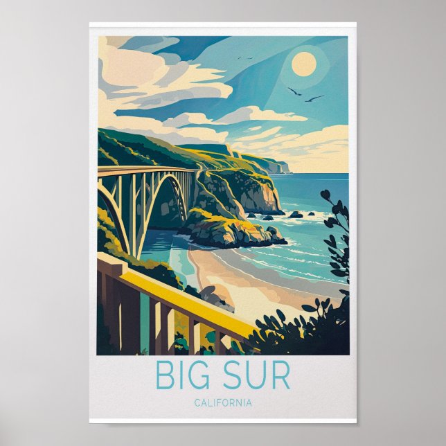 Big Sur Carmel Beach California Travel Poster, Big Poster (Front)