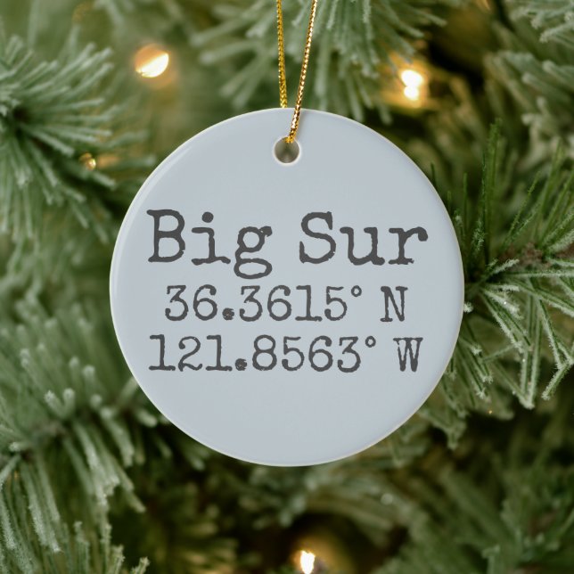 Big Sur Latitude and Longitude Ceramic Tree Decoration (Tree)