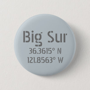 Big Sur Latitude Longitude  6 Cm Round Badge