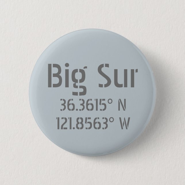Big Sur Latitude Longitude  6 Cm Round Badge (Front)